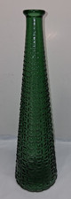 Vintage Italian Empoli Genie Bottle Emerald Green Glass Decanter Hobnail 15.5