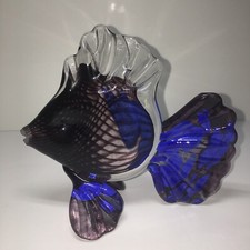 Art Studio Glass Blown Angel Fish Purple Blue Signed Bonny Houston Original picture