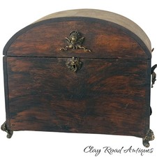 antique dome lidded jewelry collectibles coin box removable trays project 19th picture