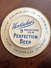1905 VIENNA ART PLATE Horlacher's Perfection Beer Tray Antique Portrait of Woman picture