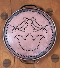 Vtg Pfaltzgraff Solid Copper Punched Tin Trivet W/Handles Primitive Country Farm picture