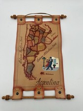 VTG  Handmade leather map of Argentina Rare picture