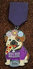 Bidi Bidi Bulldog Ellie Fiesta English Bulldog Metal Medal w/ Purple Ribbon picture