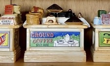 Rare 6 Pc Complete Canister Set Depicts Early 1900 Store Counters Sterling Crane picture