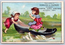 K21/ Victorian Trade Card c1880s Ravenna Ohio Rumbaugh Chapman Shoes 444 picture