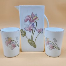 Vintage HITKARI U.P.C. Bone China Floral Pitcher & 2 Cups Set picture