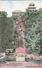 Dubuque Iowa Fenelon Place Elevator Incline Railroad Train c1906 Vtg Postcard E6 picture
