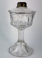 Antique EAPG Glass Duncan Miller Quarter Block Pattern Whale Oil Lamp 8