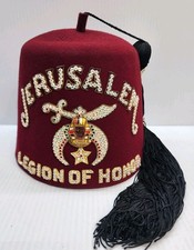 Shriners Fez Hat Jerusalem Legion Of Honor Louisiana With Jewels Tassel  picture