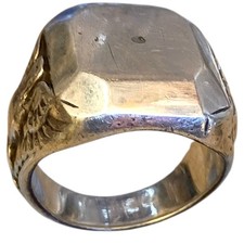 Rare Salty WWII US Merchant Marine Officer Ring in Sterling size8 picture