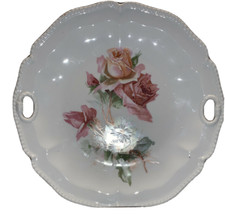 Antique RS Prussia Pink Rose White Daisy Cake Plate Germany 11-1/2