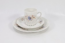 Vintage Porsgrund Porcelain Cup & Saucer Set - Blue Flower Swirl Design 1930s picture