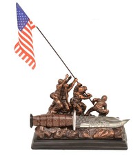 Iwo Jima Memorial Knife Display Military Collectible Fixed Blade Knife Statue picture