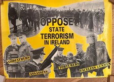 Vintage 1970s Irish Republican Poster OPPOSE STATE TERRORISM Ireland 16x26 Clann picture