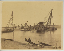 Arnoux Hippolyte, Egypt, Suez Canal, dismantling the dredge vintage album picture
