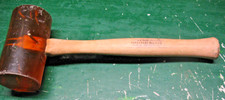 VINTAGE POLY VINYL  RESIN  MALLET  MASSIVE  HUGE 5.5'' X 3'' HEAD  SOLID  HEAVY picture