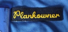 US Navy Plankowner Patch Tab With Iron On Backing Navy Blue & Yellow Gold Text picture