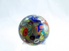 M Design Art Glass Dark Rainbow Millefiori Circle Ball Paperweight PW-105 picture