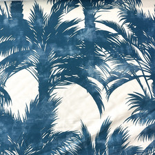 Scalamandre Palm Print Turquoise on White Large Scale Tropical Tree 56
