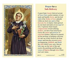St Gerard Safe Delivery Laminated Holy Card Patron of Motherhood picture