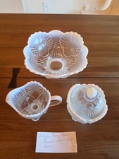 Mosser Shell Opalescent Berry Bowl Set Milk Glass Shell Pattern picture