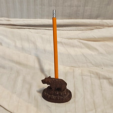 Antique Black Forest Carved Wood Bear Pencil Pen Holder Stand Vintage Folk Art picture