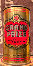 1949 GRAND PRIZE STEEL FLAT TOP STEEL BEER CAN HOUSTON TEXAS IRTP EMPTY & OPEN picture