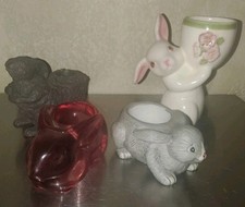 FOUR (4) Bunny Rabbit Candle Holder Figurine Statuettes EASTER picture