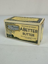 Vintage A-Better Butter 1 Lb Cardboard Butter Box Max P.E. Radloff Hustisford WI picture