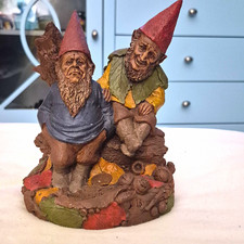 Fantasy Gnomes Figurine Statue, Two Gnomes on Leaf & Acorn Base By Tom Clark picture