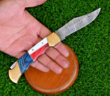 Handmade Back Lock Folding Blade Pocket Knife Hunting Survival Camping Knife picture