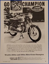 VINTAGE 1967 JAWA-CZ MOTORCYCLE CLASSIC PRINT AD MOTO-CROSS CHAMPION 250 & 500cc picture