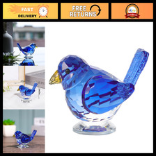 Handmade Blue Crystal Bird Figurine - Collectible Glass Animal Decor Paperweight picture