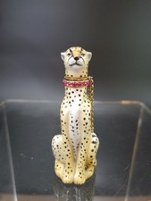 Rare Halcyon Days Jewel Encrusted Cheetah Scent Bottle 9k Gold & Ruby Collar  picture