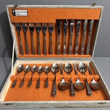 Vintage Arthur Price Mason 24 Piece Stainless Steel Cutlery Set, Rose Design picture