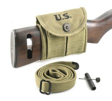 USGI WW2 .30 M1 Carbine Sling, Oiler, & Buttstock Pouch Lt. OD Green Dated 1943 picture