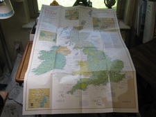 A TRAVELER'S MAP OF BRITAIN & IRELAND+GUIDE TO THE PAST National Geographic 1985 picture