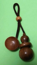 Japanese Netsuke, Hand-Carved, Gourd Sake Set, 遊環, Yukan Ring, Wood, Japan picture