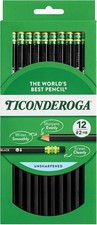 Ticonderoga Black No 2 Pencils Pack of 12 Premium Smooth Graphite Eraser picture