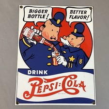 Drink Pepsi-Cola Porcelain Metal Sign Ande Rooney Police 1991 8.75 x 11.25 picture