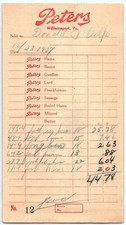 1917 Peters Williamsport PA Billhead - Meat & Dairy picture