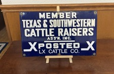 Texas Cattle Raisers Porcelain Sign LX Cattle Co picture