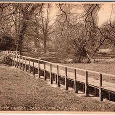 c1910s Guy's Cliffe, Warwick, England Rustic Bridge Wooden Footpath Stream A352 picture