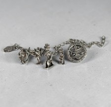 VTG 1940s 925 Sterling Disney Charlie McCarthy Articulated Charm Bracelet 16.8g picture