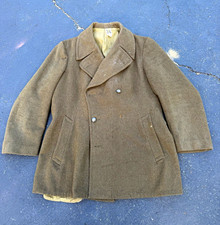 Double Breasted Wool Three Quarter Length Vintage French Army Coat size 40-42 picture