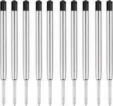 10Pc Ballpoint Pen Refills Black Ink 1mm Medium Tip Parker Style picture