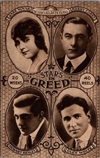 Stars GREED Silent Film Postcard Jane Novak Harry Carey Hobart Henley Glen White picture