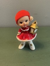 Vintage Napco Napcoware Girl w Lantern Red Stocking Hat X-7979 Japan picture