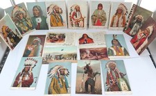 Superb Lot of 19 x 1907 - 1908 Native American Indians Colour Postcards picture