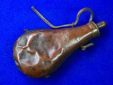 Antique Old 19 Century US Civil War Large Copper Powder Flask picture
